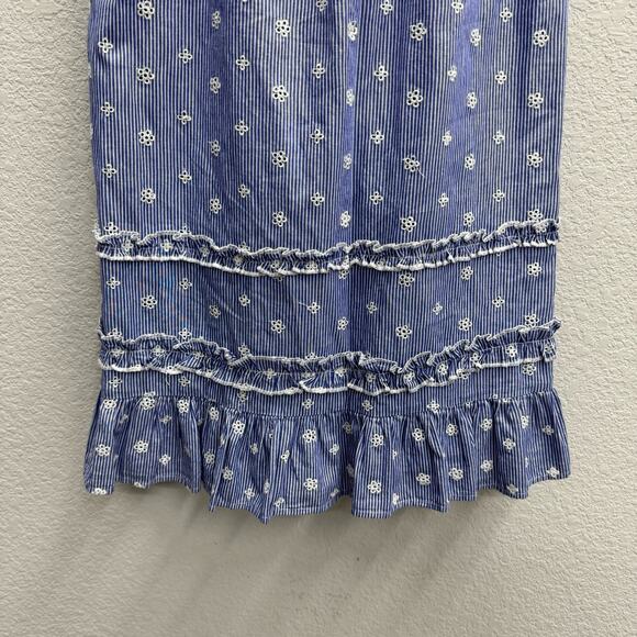 Tularosa Raven Blue White Striped Embroidered Cotton Midi Dress Size XS - Picture 4 of 6